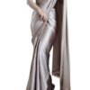 JEWELORRA Women's Regular Wear Satin Silk Pre Pleated Heavy Saree with Blouse For Festival, Party, Wedding,farewell, fuction saree.Grey