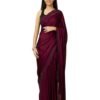 MOHEY Women's Wine Satin Embroidered Zari Weave Saree (WINE)