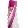 OdiKala Sambalpuri Half tissue Silk Saree with Blouse Piece, White Base with Pink Mini Buti Design, Pink Pallu